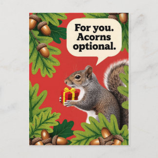 Retro Squirrel with gift parcel greeting Postkarte