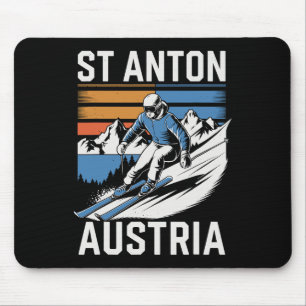 Retro St Anton Österreich Skigebiet  Mousepad