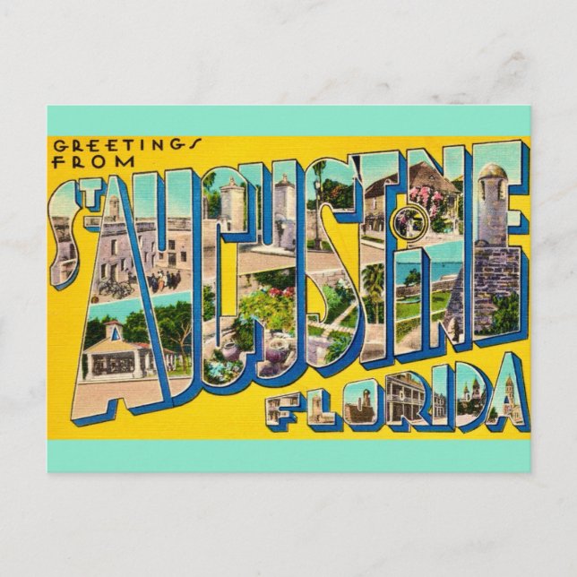 Retro St Augustine Florida Postkarte (Vorderseite)