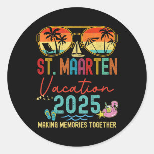 Retro St. Maarten Urlaub 2025 Erinnerungen Matchin Runder Aufkleber