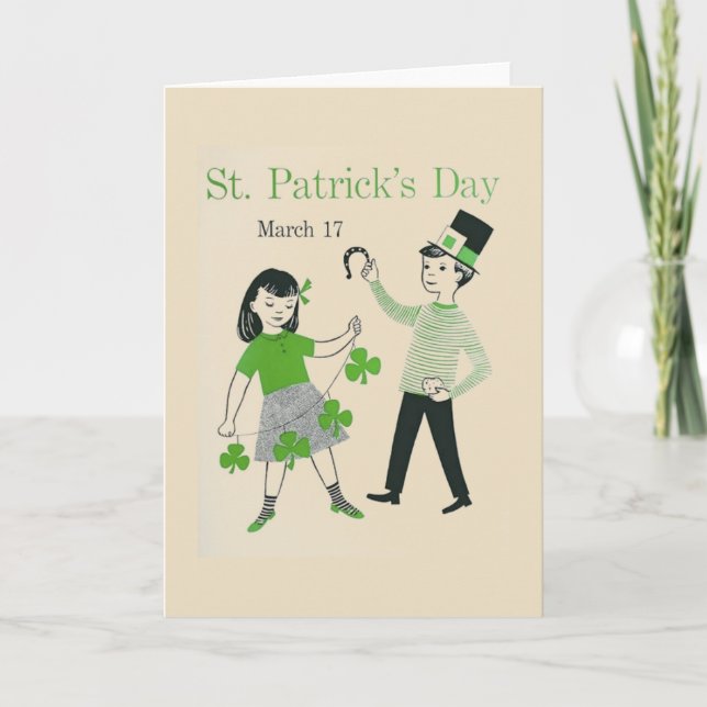 Retro St Patrick Tagesgruß-Karte Karte (Vorderseite)