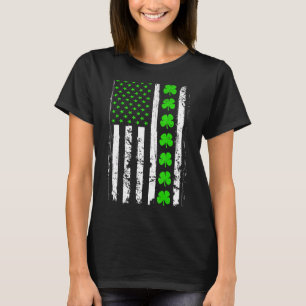 Retro St Patrick's Day Green Irish American Flag T-Shirt