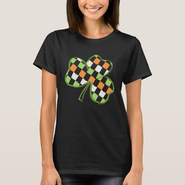 Retro St Patricks Day Irish Flag Kleeblatt Irland T-Shirt (Vorderseite)