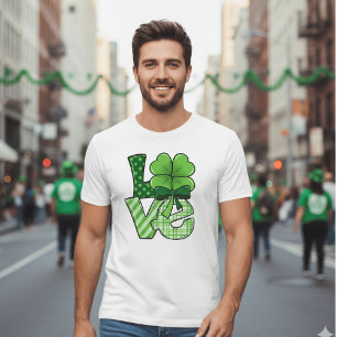 Retro St. Patrick's Day Love Klee Grün Kariert T-Shirt