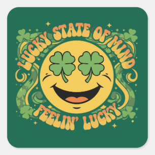 Retro St. Patrick's Day Smiley Gesicht Glücklicher Quadratischer Aufkleber