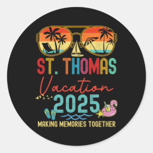 Retro St. Thomas Vacation 2025 Erinnerungen Matchi Runder Aufkleber