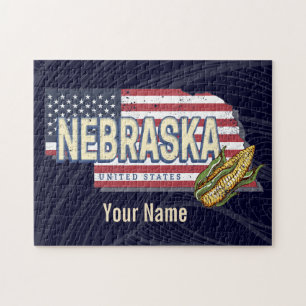 Retro-Staatskarte Nebraska USA Vintage