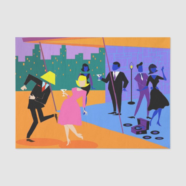 Retro städtisches Dachspitze-Party-Seidenpapier Seidenpapier (Vorderseite)