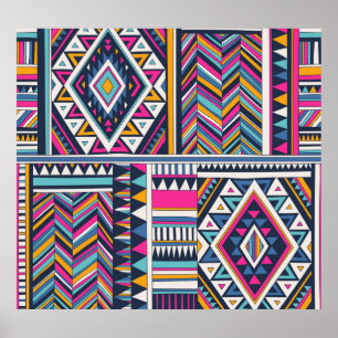 Retro-Stammes, Vintages geometrisches Muster. Poster