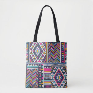 Retro-Stammes, Vintages geometrisches Muster. Tasche