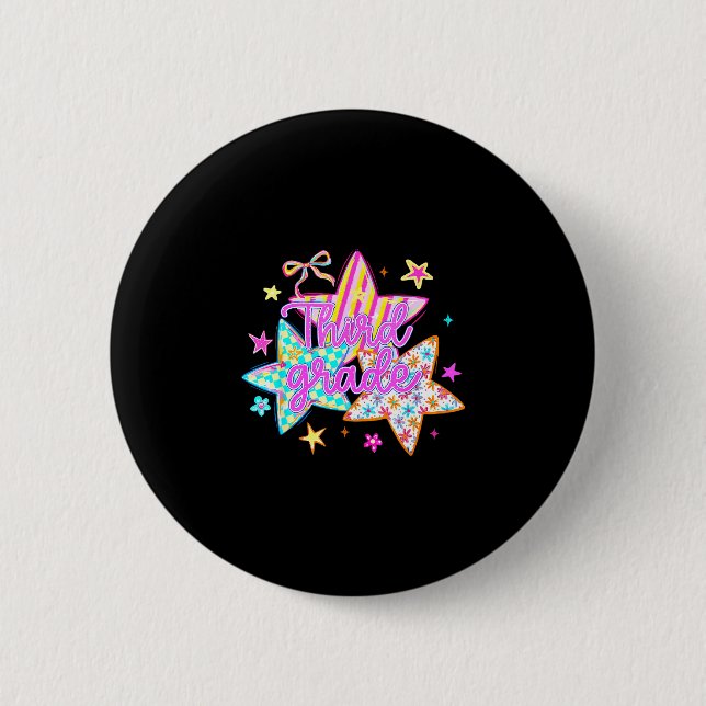 Retro-Star Dritte Klasse zurück zur Schule 3. Klas Button (Vorderseite)