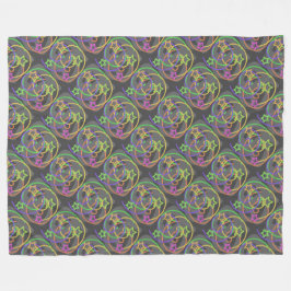 Retro Star Scribble Swirl Fleece Blanket