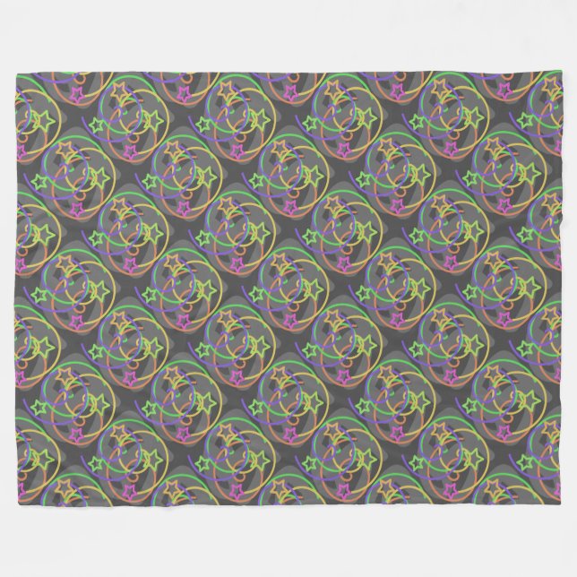 Retro Star Scribble Swirl Fleece Blanket (Vorderseite (Horizontal))