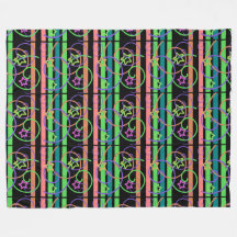 Retro Star Stripe Swirl Fleece Blanket