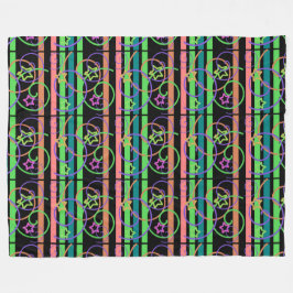 Retro Star Stripe Swirl Fleece Blanket