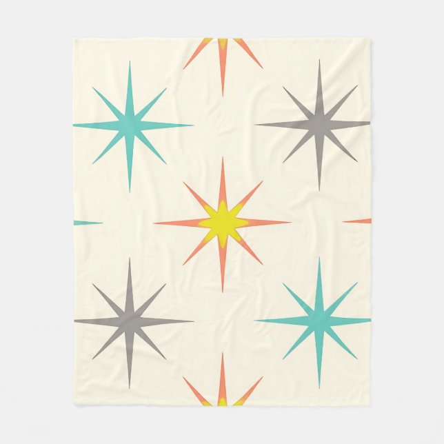 Retro Starburst Mid-Century Pattern Fleecedecke (Vorderseite)