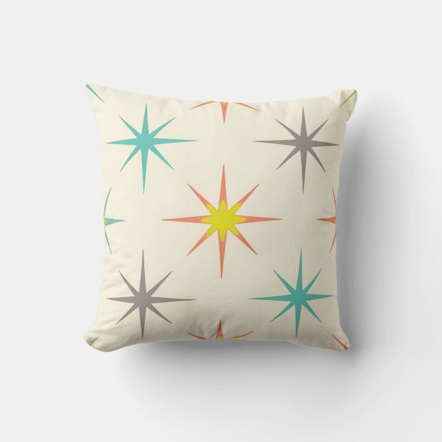 Retro Starburst Mid-Century Pattern Kissen (Vorderseite)