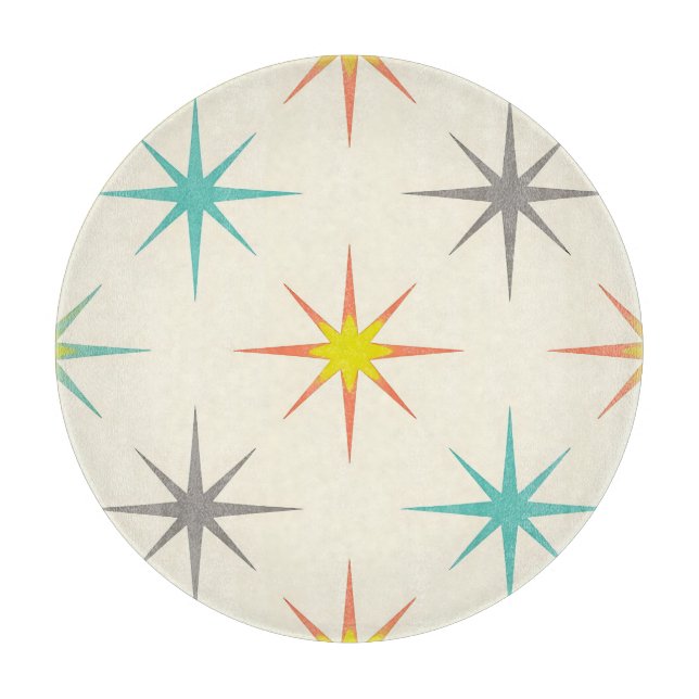 Retro Starburst Mid-Century Pattern Schneidebrett (Vorderseite)