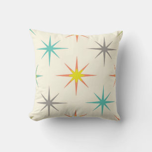 Retro Starburst-Muster im Stil der Mitte des Jahrh Kissen