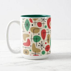 Retro-Starbursts im Midcentury-Modern-Stil zu Weih Zweifarbige Tasse