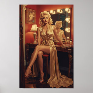 Retro-Starlet-Pin-Up aus Hollywood der 1950er Jahr Poster