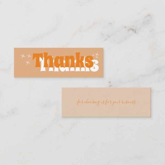 Retro Stars Groovy Orange Danke Business Card Mini Visitenkarte (Vorne/Hinten)
