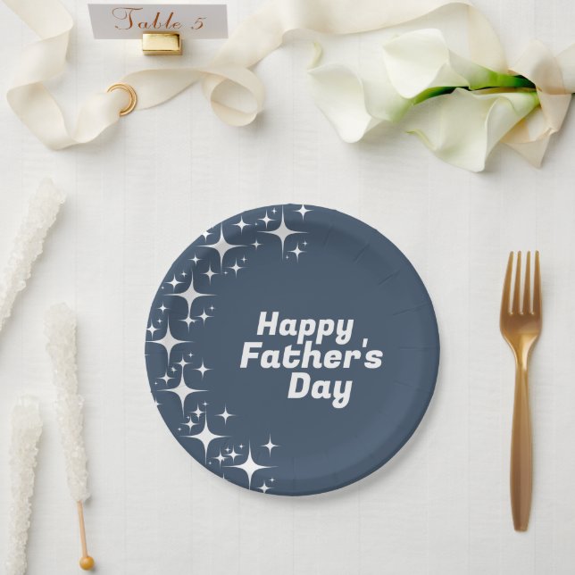 Retro Stars "Happy Vatertag" Pappteller (Hochzeit)