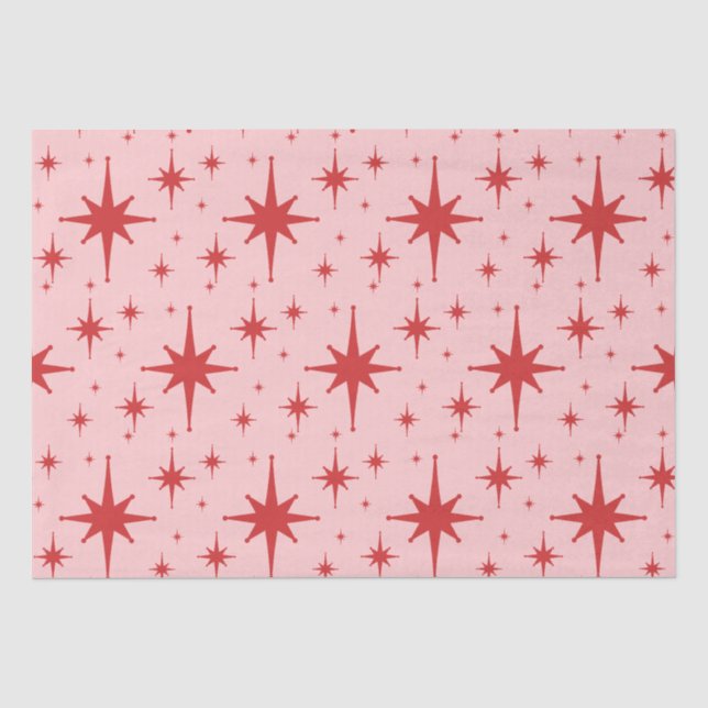 Retro Stars Mitte Jahrhundert Modernes Atomrosa &  Seidenpapier (Vorderseite)
