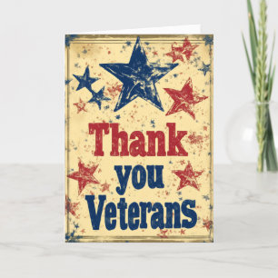 Retro Stars Veteran Blue Red Feiertagskarte