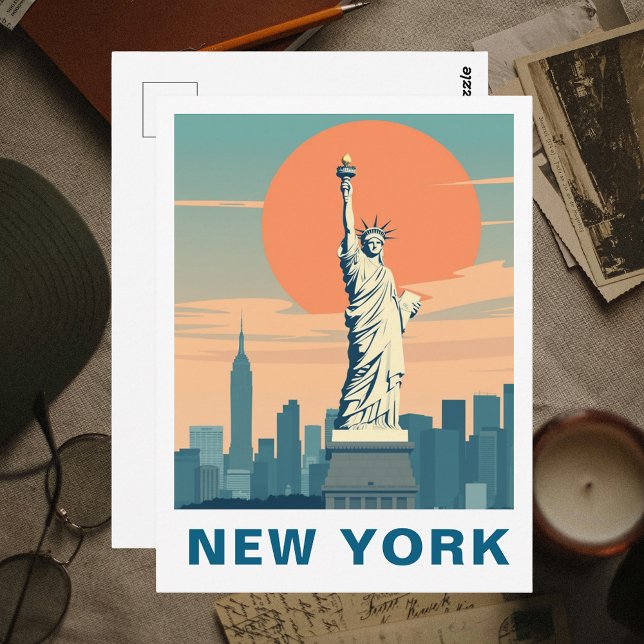 Retro Statue of Liberty New York City Travel Postkarte (Retro Statue of Liberty New York City Travel Postcard
)
