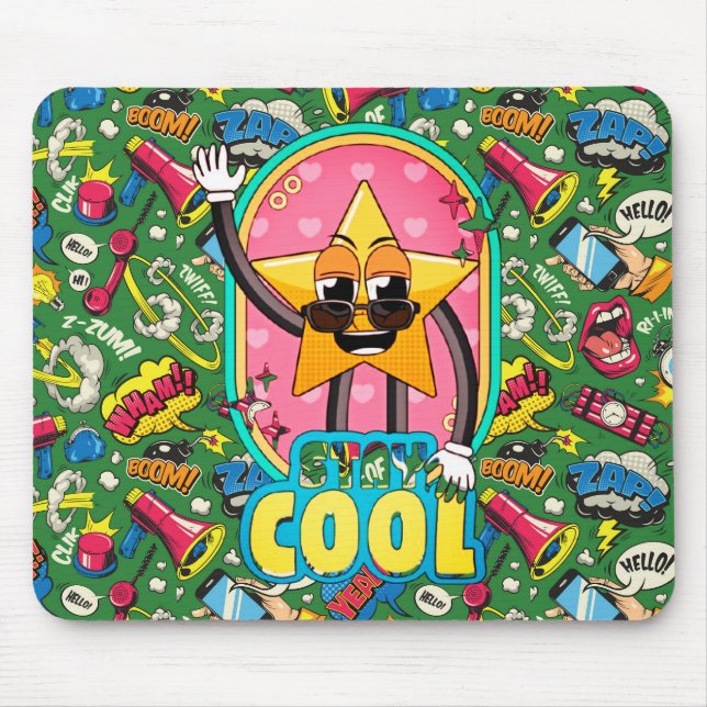 Retro Stay Cool Star Pop Art Mouse Pad Mousepad (Vorne)