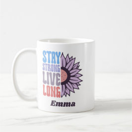 Retro Stay Strong Live Long Sonnenblume Positiv Kaffeetasse
