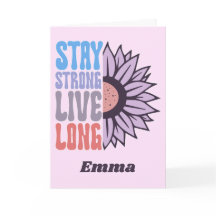 Retro Stay Strong Live Long Sonnenblume Positiv