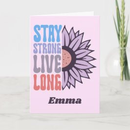 Retro Stay Strong Live Long Sonnenblume Positiv Karte