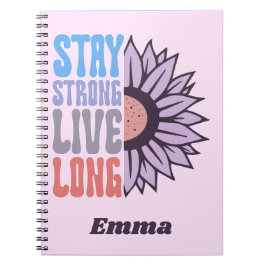Retro Stay Strong Live Long Sonnenblume Positiv Notizblock