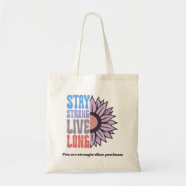 Retro Stay Strong Live Long Sonnenblume Positiv Tragetasche