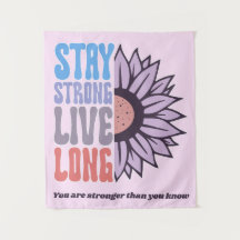 Retro Stay Strong Live Long Sonnenblume Positiv