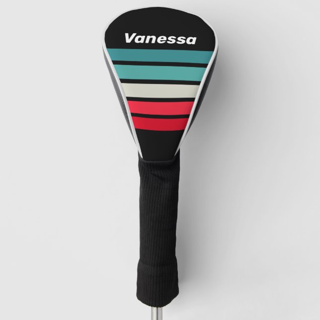 Retro Stealth Rainbow Across Striping with Name Golf Headcover (Vorderseite)