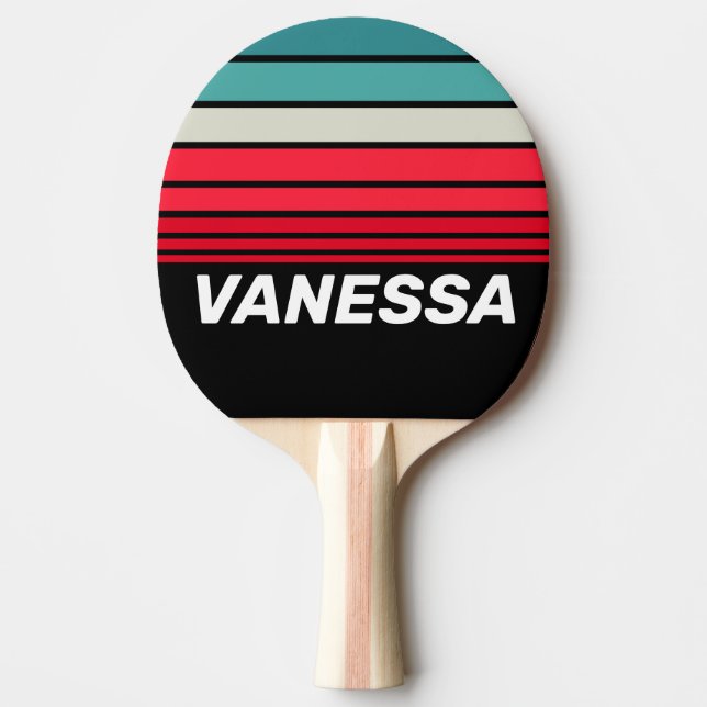 Retro Stealth Rainbow Horizon Striping with Name Tischtennis Schläger (Vorderseite)
