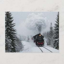 Retro Steam Train Winterschnee Postkarte