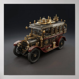 Retro-Steampunk-Polizeikreuzer Poster