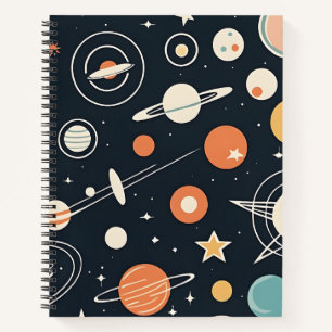 Retro-Sterne und Planeten der 1950er Jahre Notizbuch