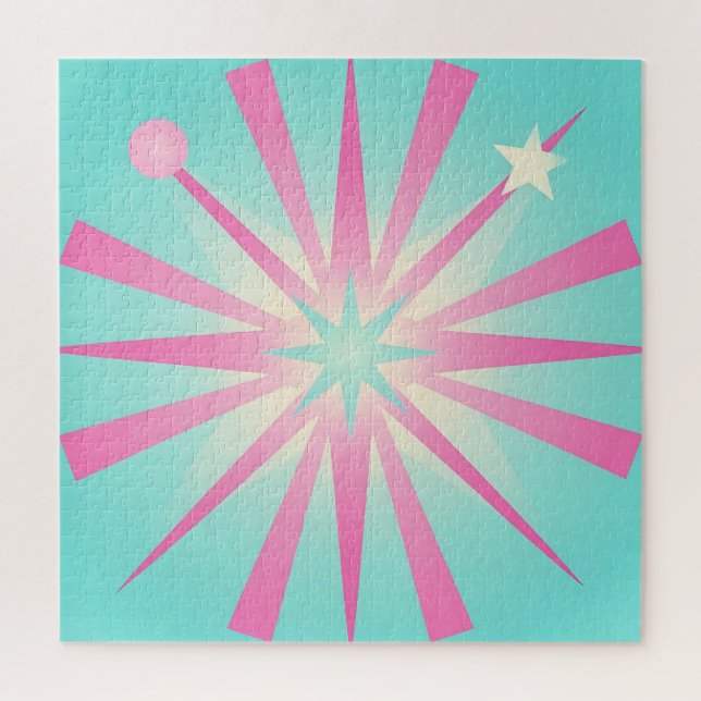 Retro-Sternenexplosion Pink-Mint-Glanz (Vertikal)
