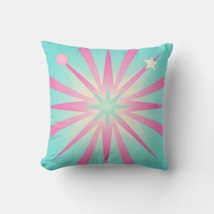 Retro-Sternenexplosion Pink Mint Glow Kissen