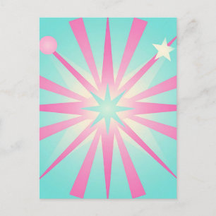 Retro-Sternenexplosion Pink Mint Glow Postkarte