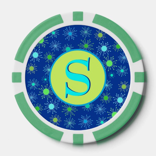 Retro-Sternexplosion des Mitteljahrhunderts Pokerchips (Vorderseite)
