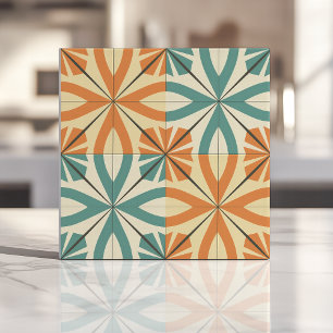 Retro Sternexplosion Design in Aquamarin und Terra Fliese