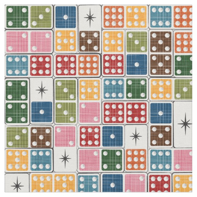 Retro Sternexplosion Dominoes Stoff (Nahaufnahme)