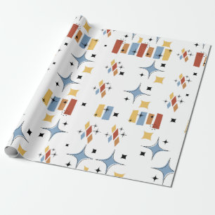 Retro-Sternexplosion Mitte des Jahrhunderts Geschenkpapier