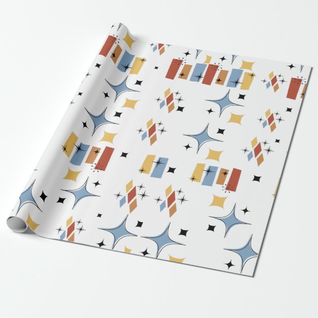Retro-Sternexplosion Mitte des Jahrhunderts Geschenkpapier (Ungerollt)